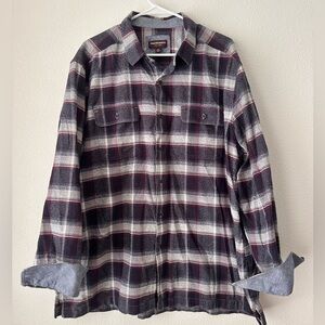 Men’s Johnston & Murphy Long Sleeve Gray with Burgundy Plaid Button down Shirt